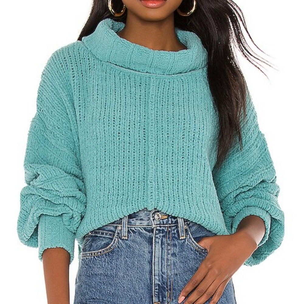 Free People Be Yours Pullover Sweater in Emerald Aura Size Small NWT